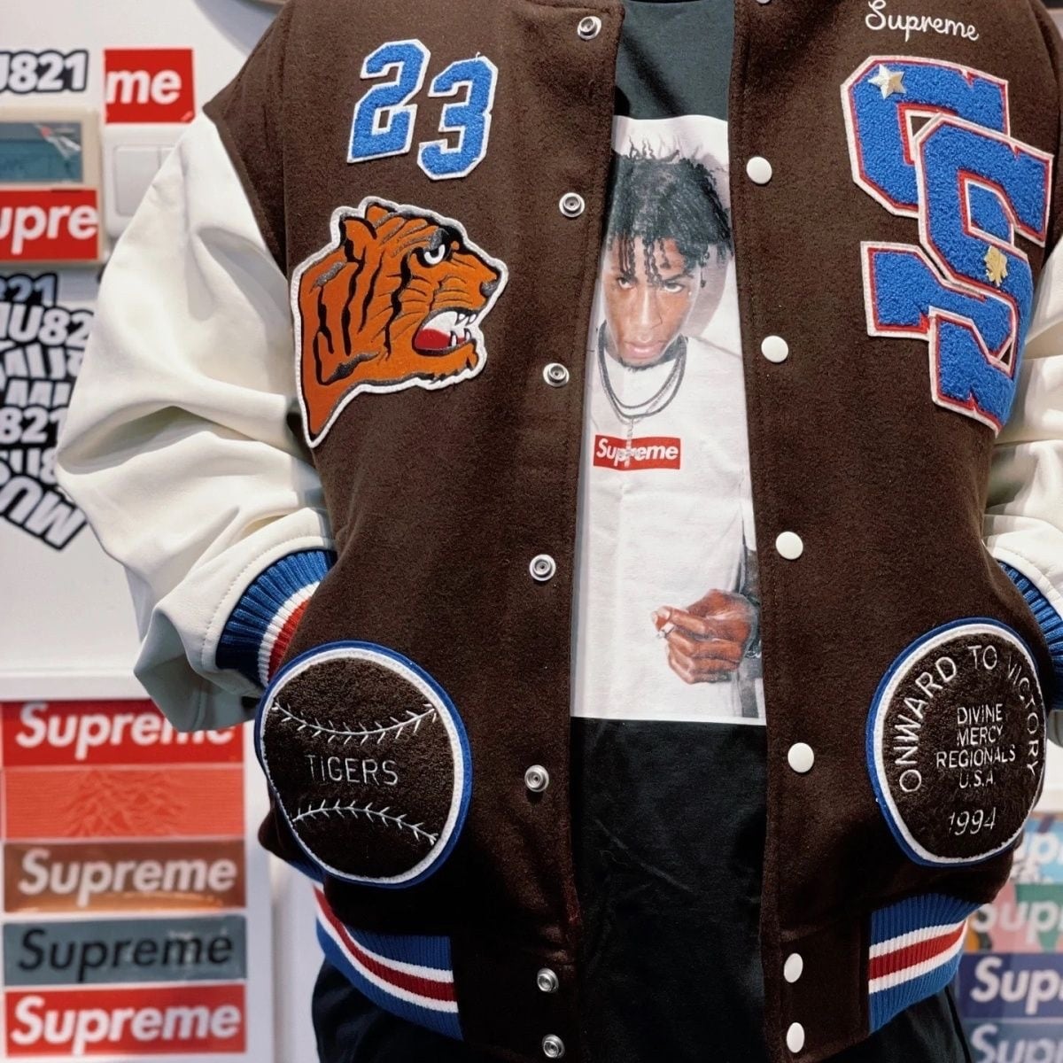 Supreme Tiger Varsity Jacket 23FW WEEK 1 インパクトのタイガーバー